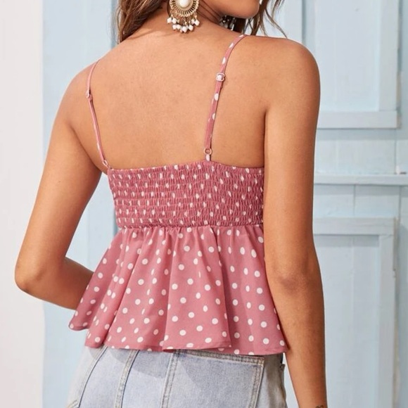 SHEIN size small pink polka-dot top - Picture 2 of 5